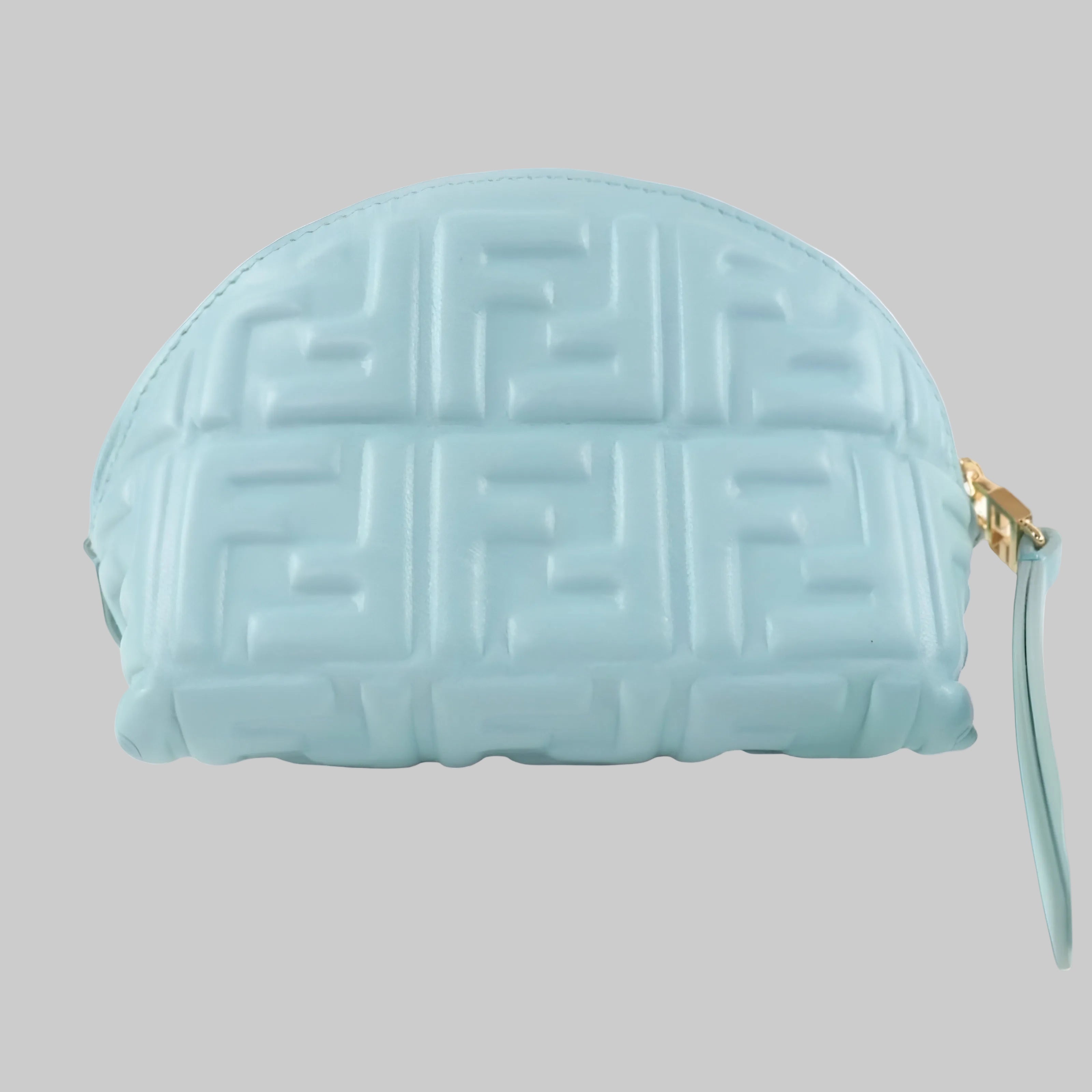 FENDI Bucket Pouch Small FF Motif Embossed Nappa Leather Authentic Previously Owned