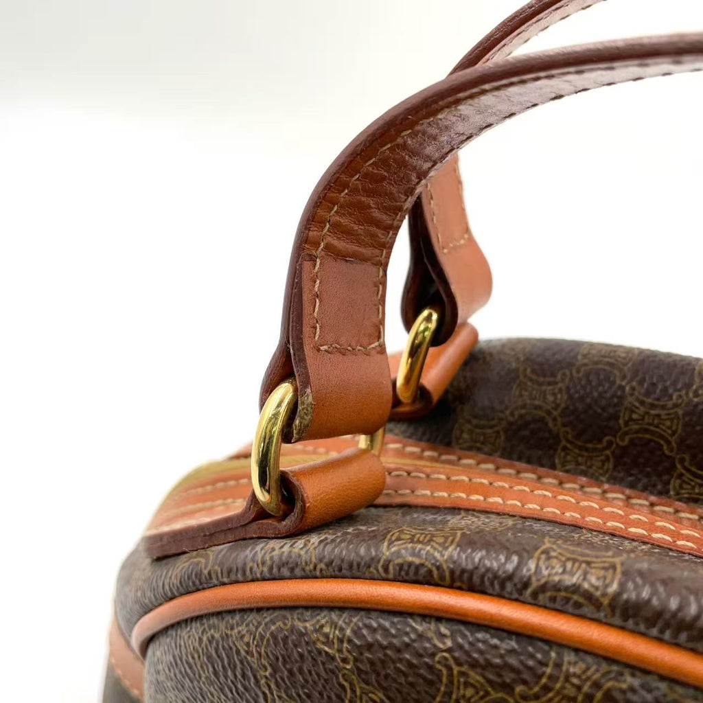 Celine Macadam Pattern Handbag Brown Beige PVC Leather Trim — Previously Owned Good Condition | L’LUXE Authentics