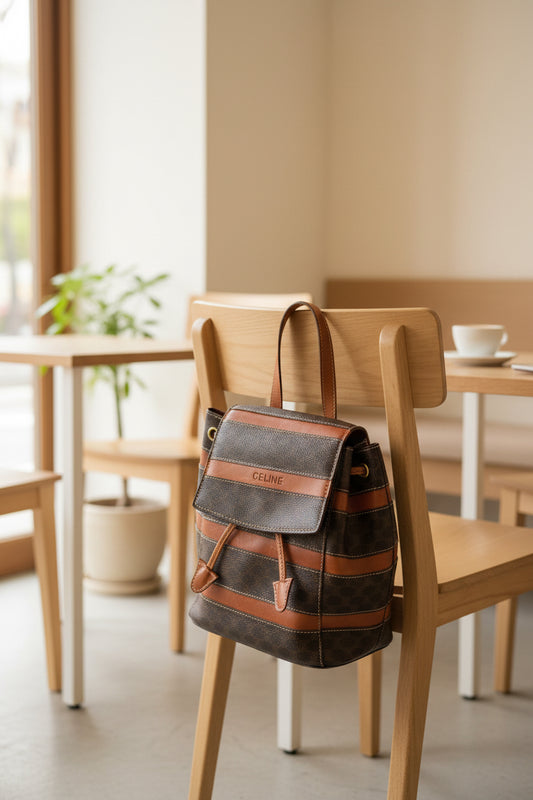 Celine Macadam Pattern Mini Rucksack PVC Leather Brown – Fair Condition | L’LUXE