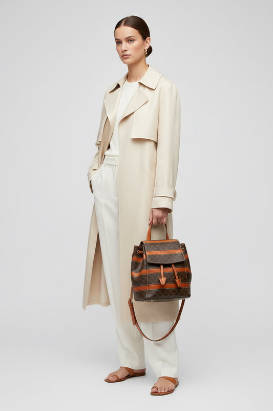 Celine Macadam Pattern Mini Rucksack PVC Leather Brown – Fair Condition | L’LUXE