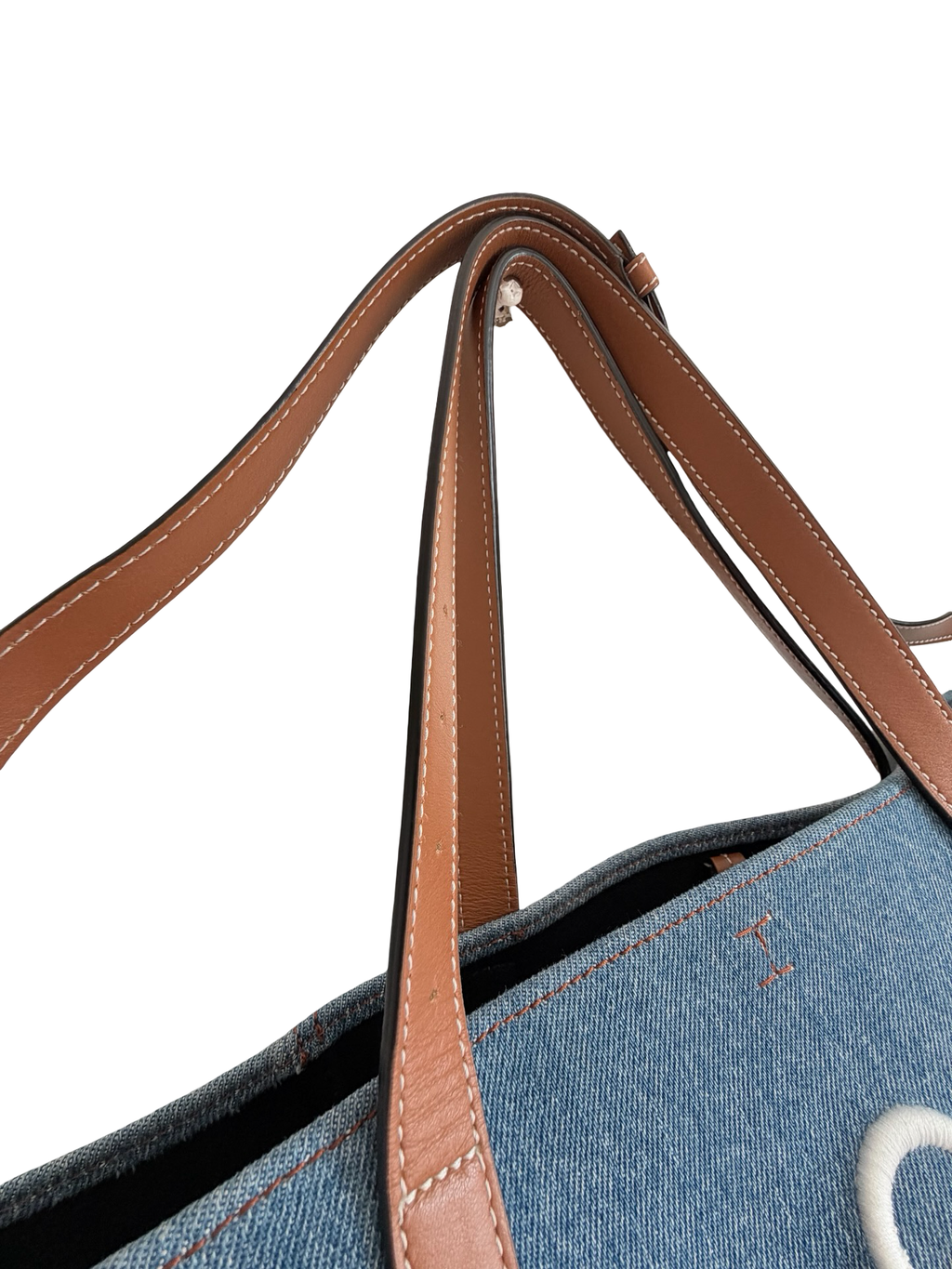 JW Anderson Belt Cabas Denim Tote Bag – Blue & Cognac Authentic Previously Owned