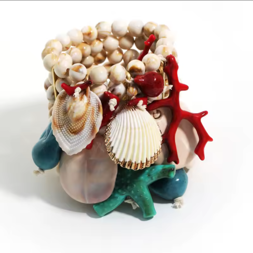 The Coastal Edit Shell, Starfish & Coral Multi-Layer Statement Bracelet