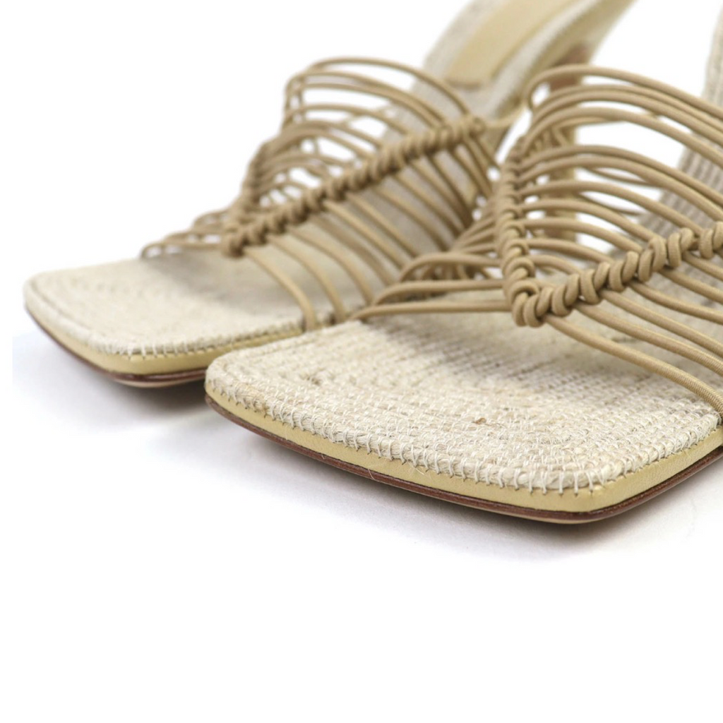 Bottega Veneta Cindy Stretch Sandals Cane Sugar Beige unused Authentic Previously Owned