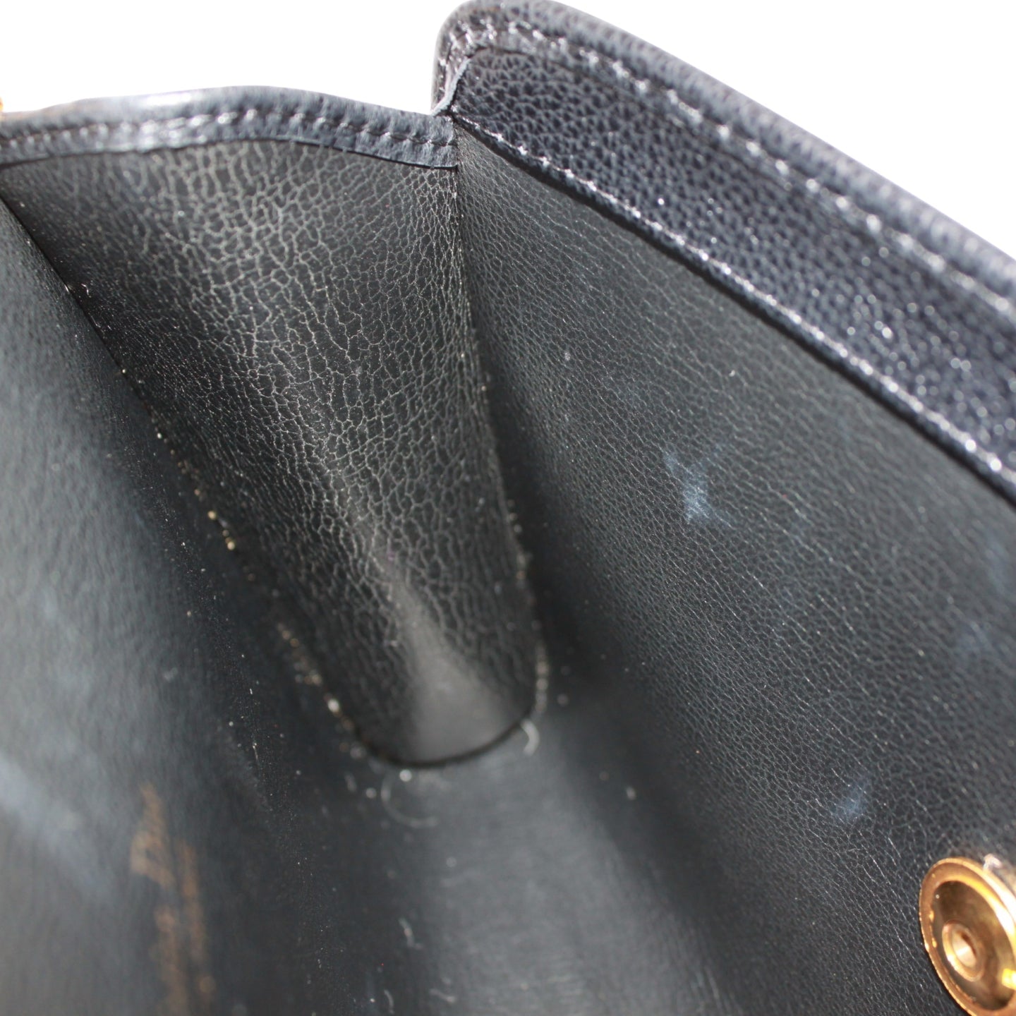 Christian Dior  Black Leather Chain Shoulder Bag – Gold Hardware Envelope Flap – 100% Authentic Previously Owned Very Good Condition | L’LUXE Vintage