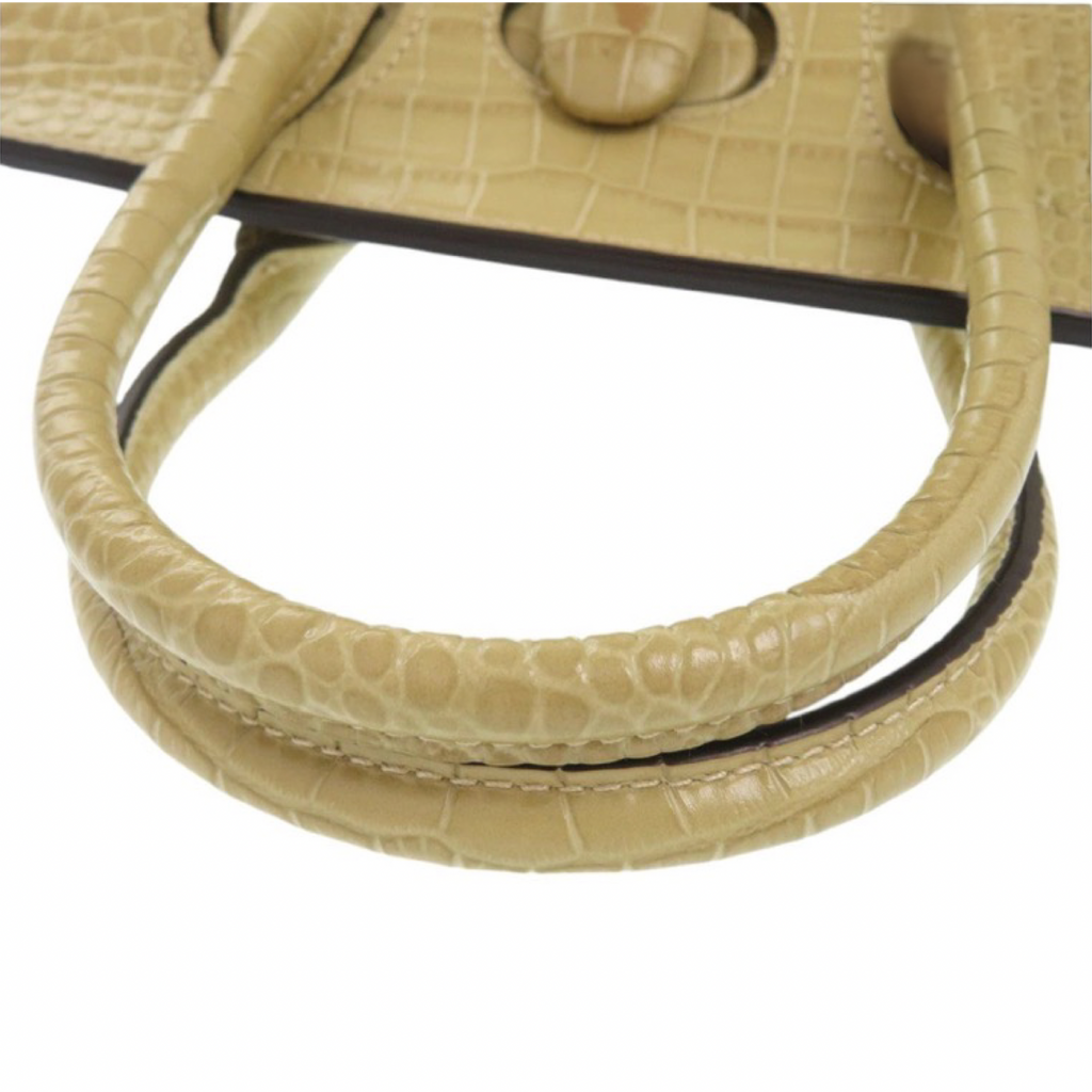 Polo Ralph Lauren Crocodile-Embossed Leather top handle | 2-Way Handbag | Authentic Previously Owned