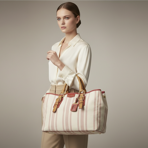 Canapa Canvas Prada Tote Bag Previously Owned Authentic