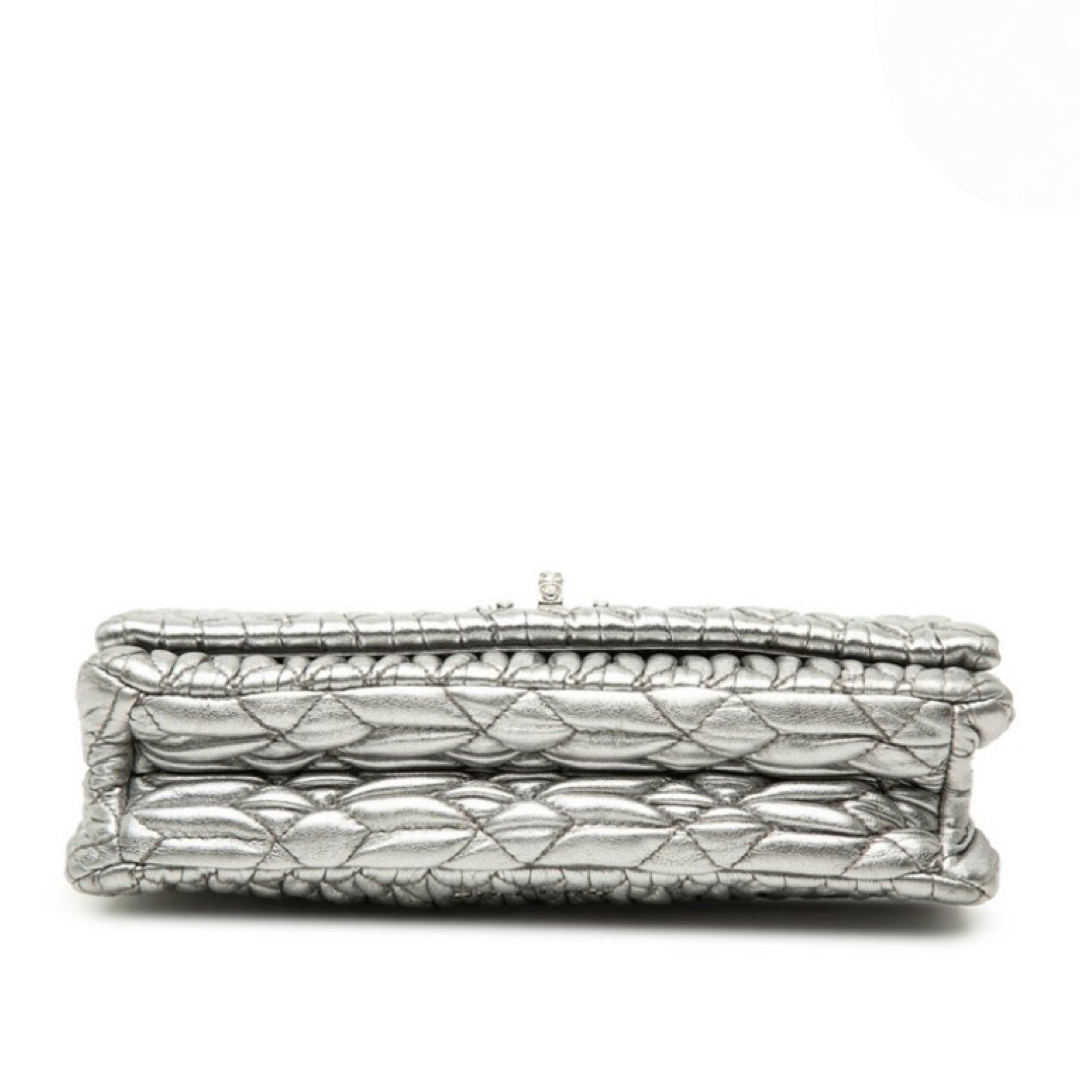 Miu Miu Matelassé Nappa Crystal Chain Shoulder Bag Silver Leather previously owned Authentic