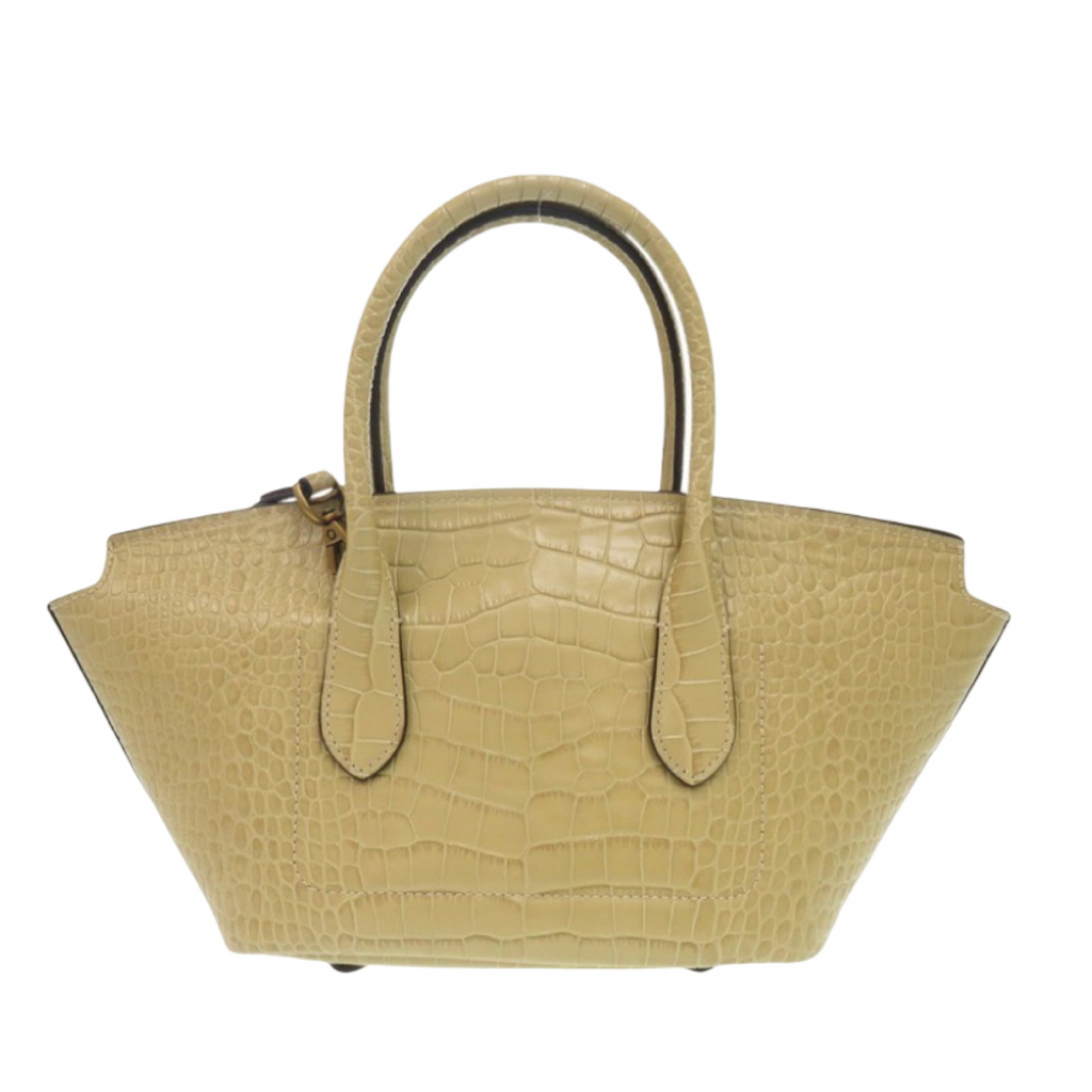 Polo Ralph Lauren Crocodile-Embossed Leather top handle | 2-Way Handbag | Authentic Previously Owned