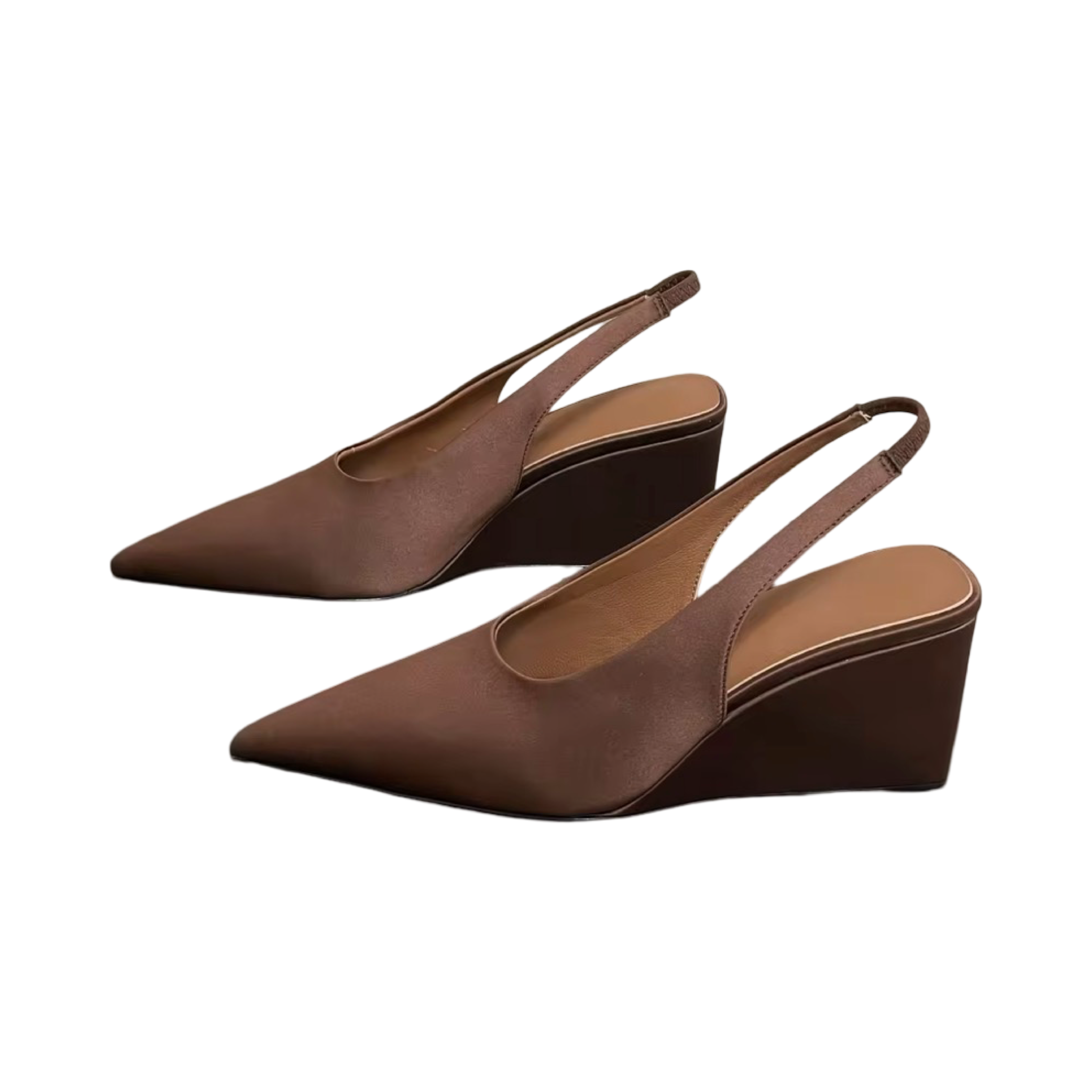 Satin Wedge Slingback Pumps