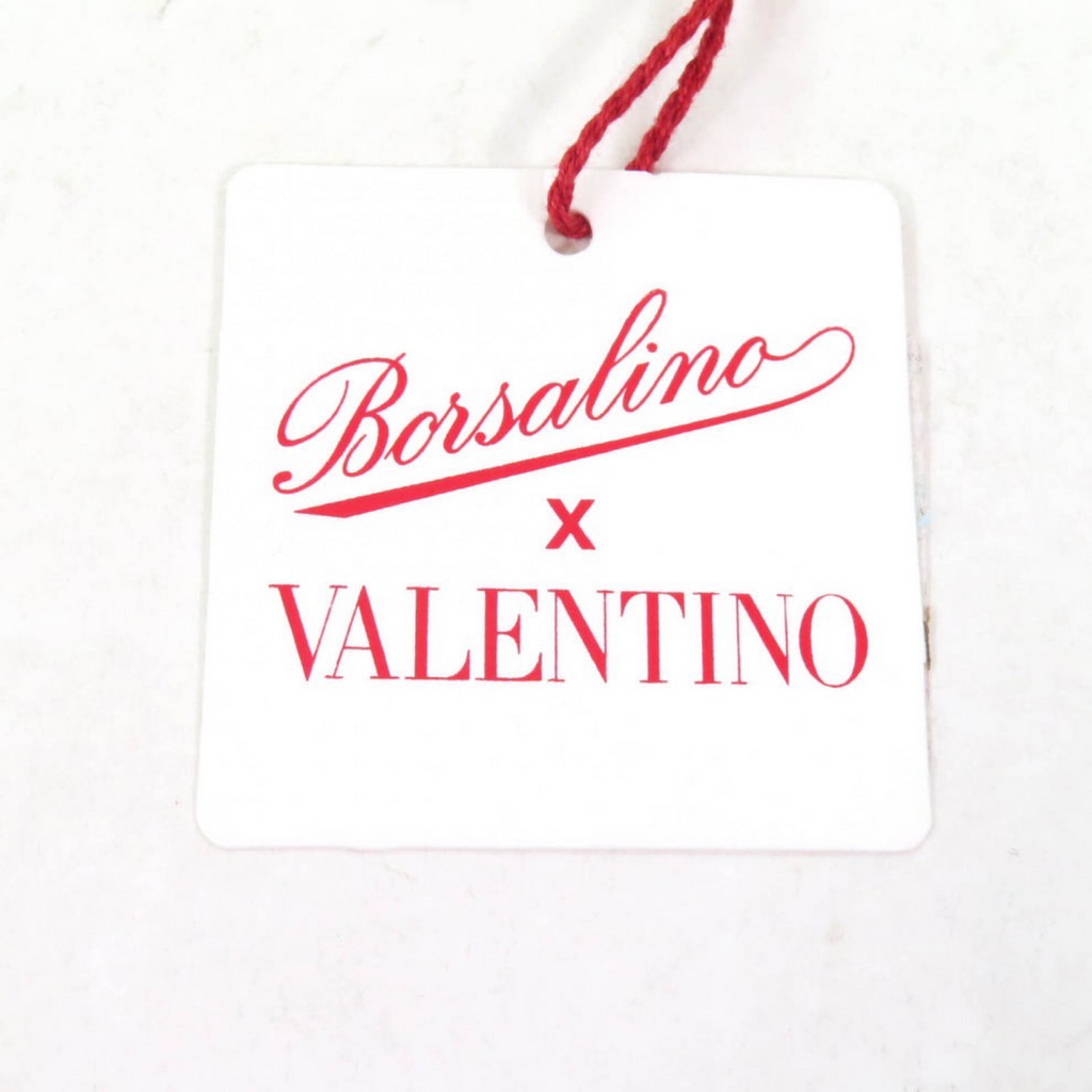 Valentino x Borsalino Straw Panama Hat Natural - Embroidered Logo Previously Owned Pristine Authentic