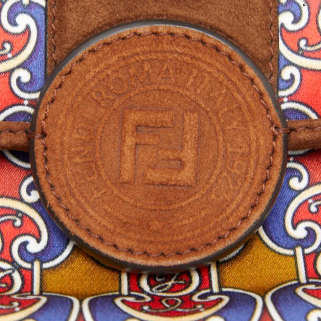 FENDI Double F Suede & Satin 2-Way Chain Shoulder Bag – Brown Multicolor | Previously Owned Authentic