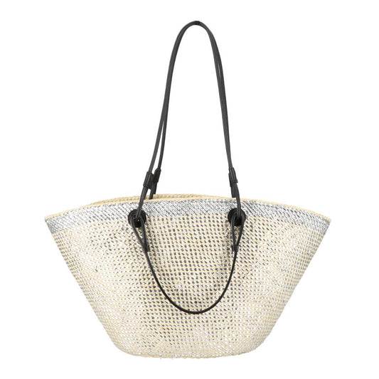 Loewe Anagram Basket Bag Small Raffia Light Beige & Silver – Very Good | L’LUXE Authentic’s