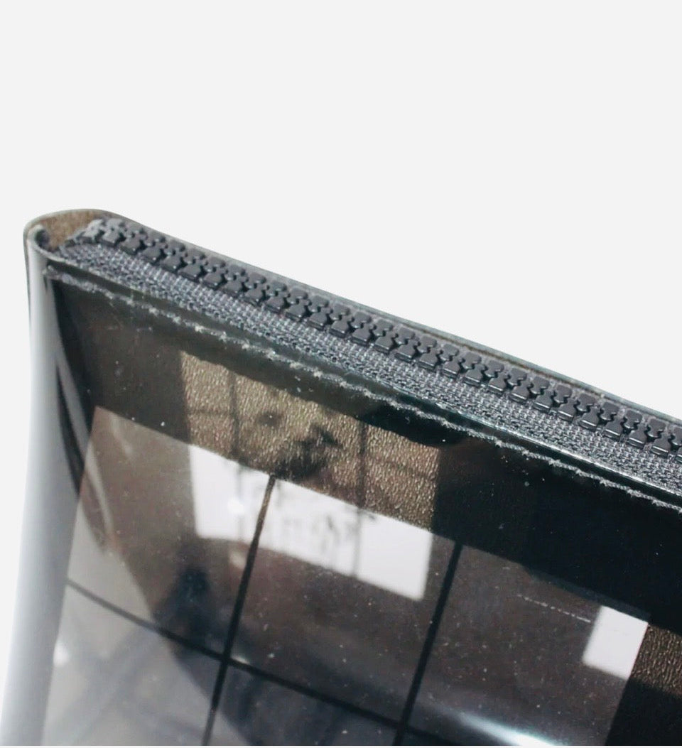 Chanel Windows Line Clear Pouch Black PVC Silver Hardware Previously Owned Authentic