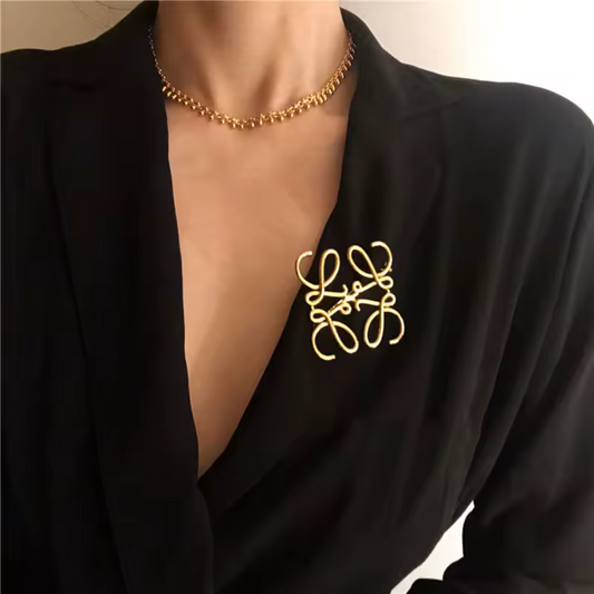Gold Monogram-Inspired Statement Brooch
 | L’LUXE Accessories