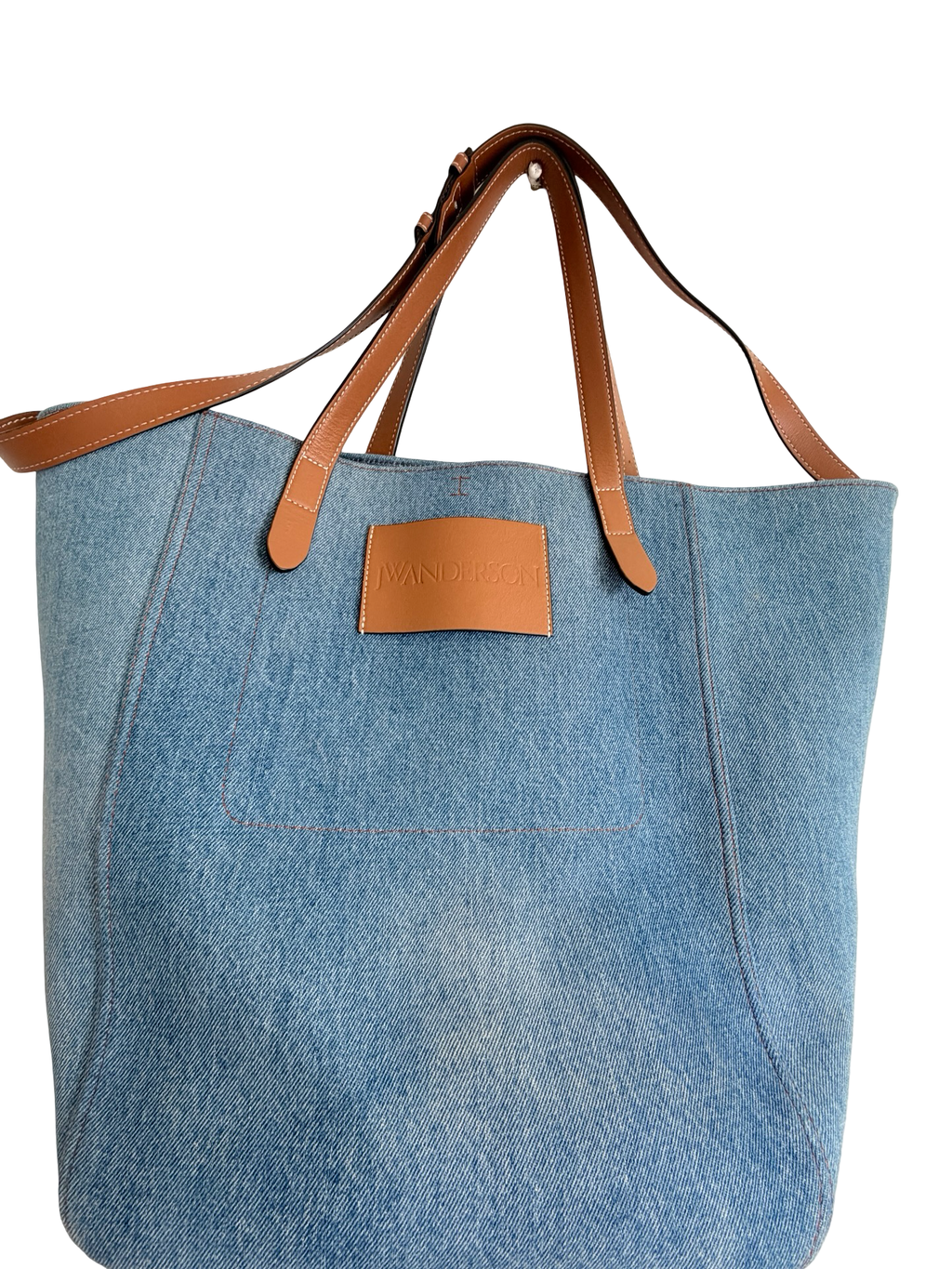 JW Anderson Belt Cabas Denim Tote Bag – Blue & Cognac Authentic Previously Owned