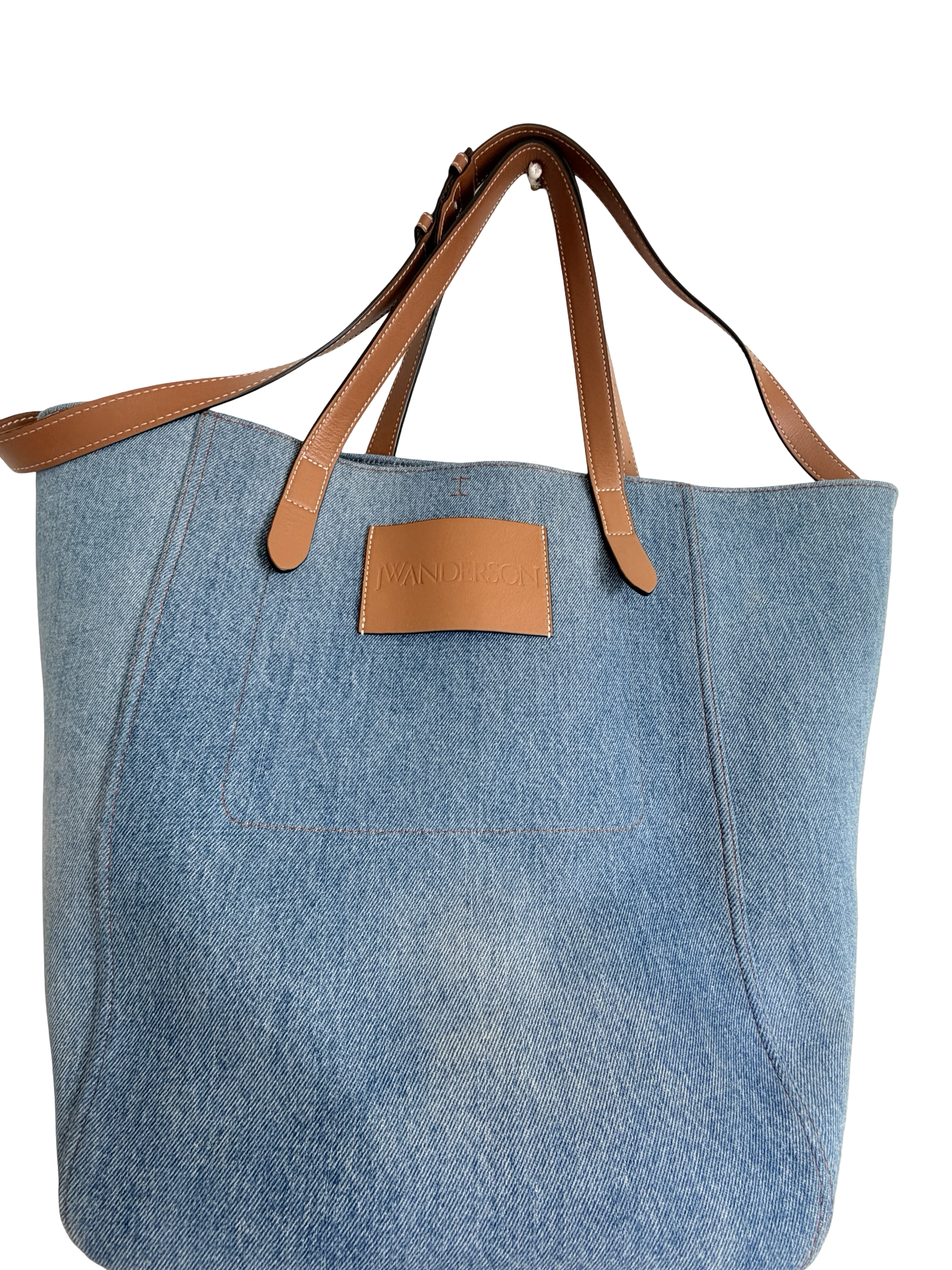 JW Anderson Belt Cabas Denim Tote Bag – Blue & Cognac Authentic Previously Owned