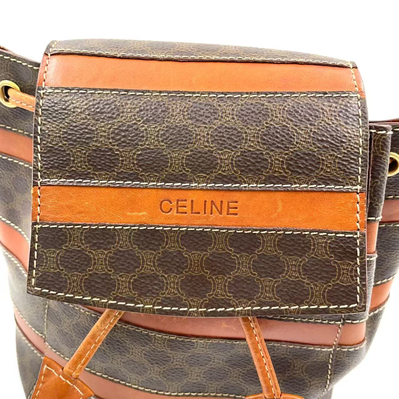 Celine Macadam Pattern Mini Rucksack PVC Leather Brown – Fair Condition | L’LUXE