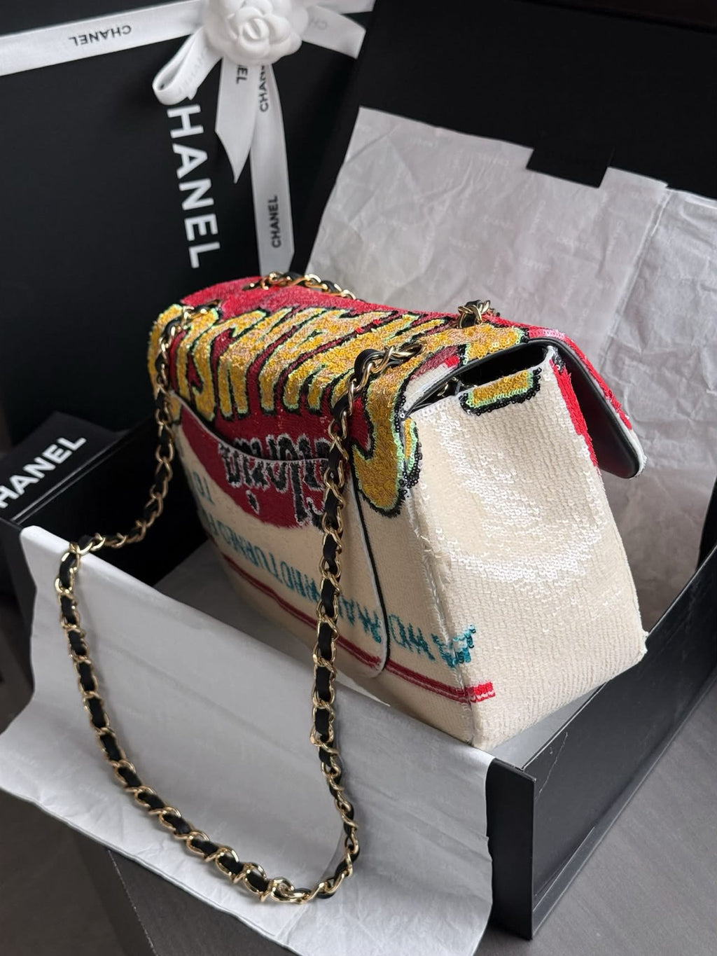 Designer-Inspired Pop-Art Sequin Statement Shoulder Bag | L’LUXE Inspired Collection