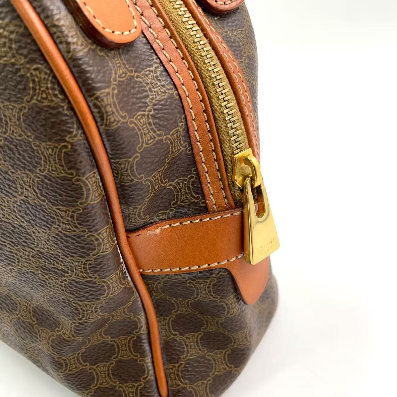 Celine Macadam Pattern Handbag Brown Beige PVC Leather Trim — Previously Owned Good Condition | L’LUXE Authentics