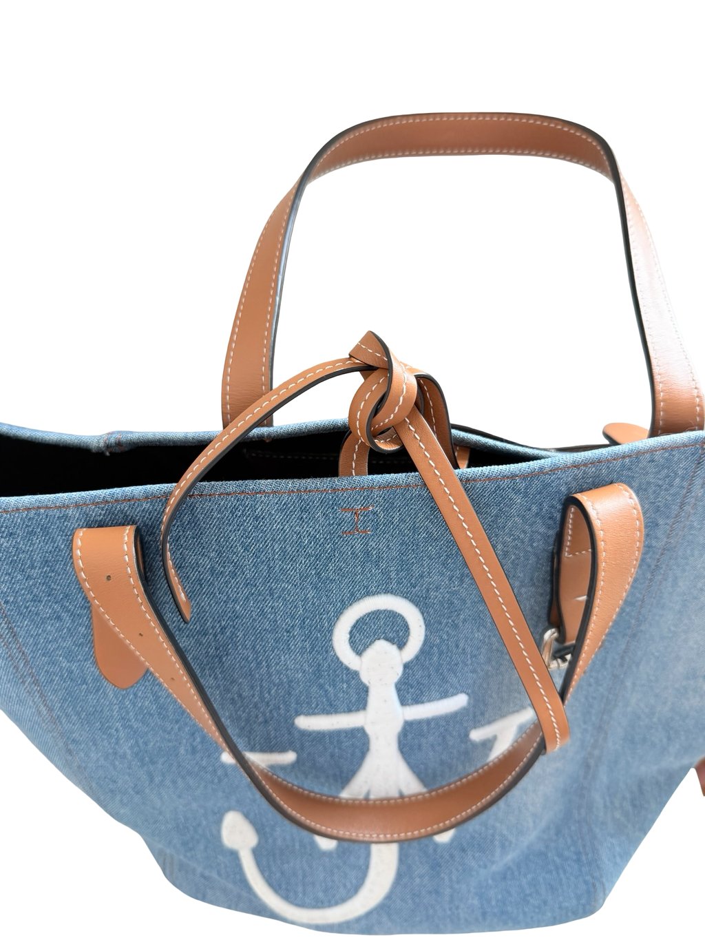 JW Anderson Belt Cabas Denim Tote Bag – Blue & Cognac Authentic Previously Owned