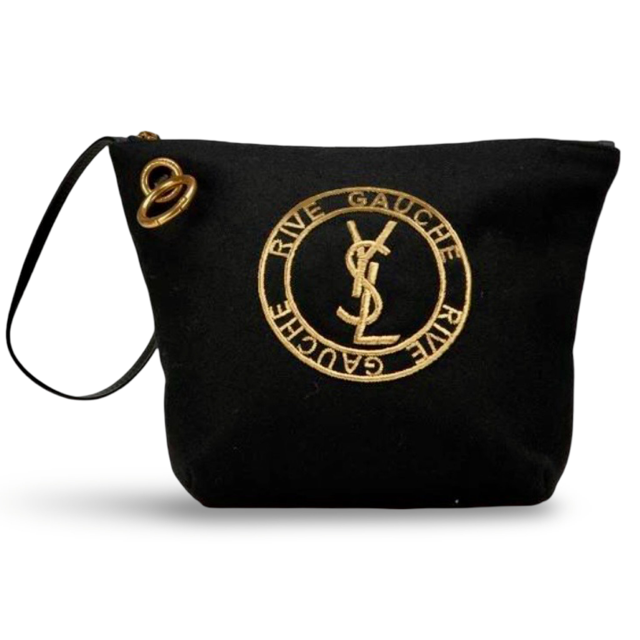 Saint Laurent Rive Gauche Wool Leather Clutch Pouch Black – Previously Owned Authentic
