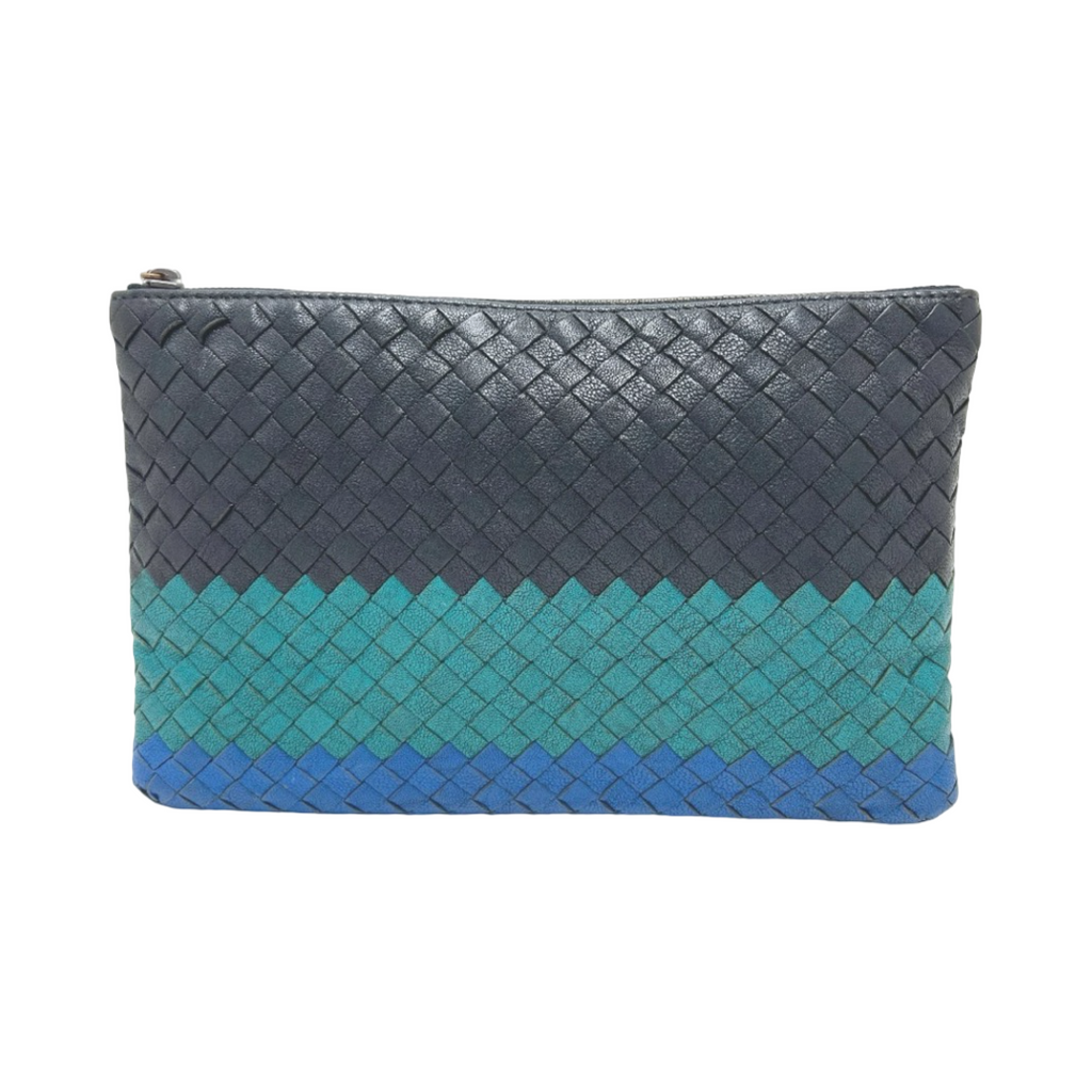 Bottega Veneta Intrecciato Leather Clutch Previously Owned Authentic