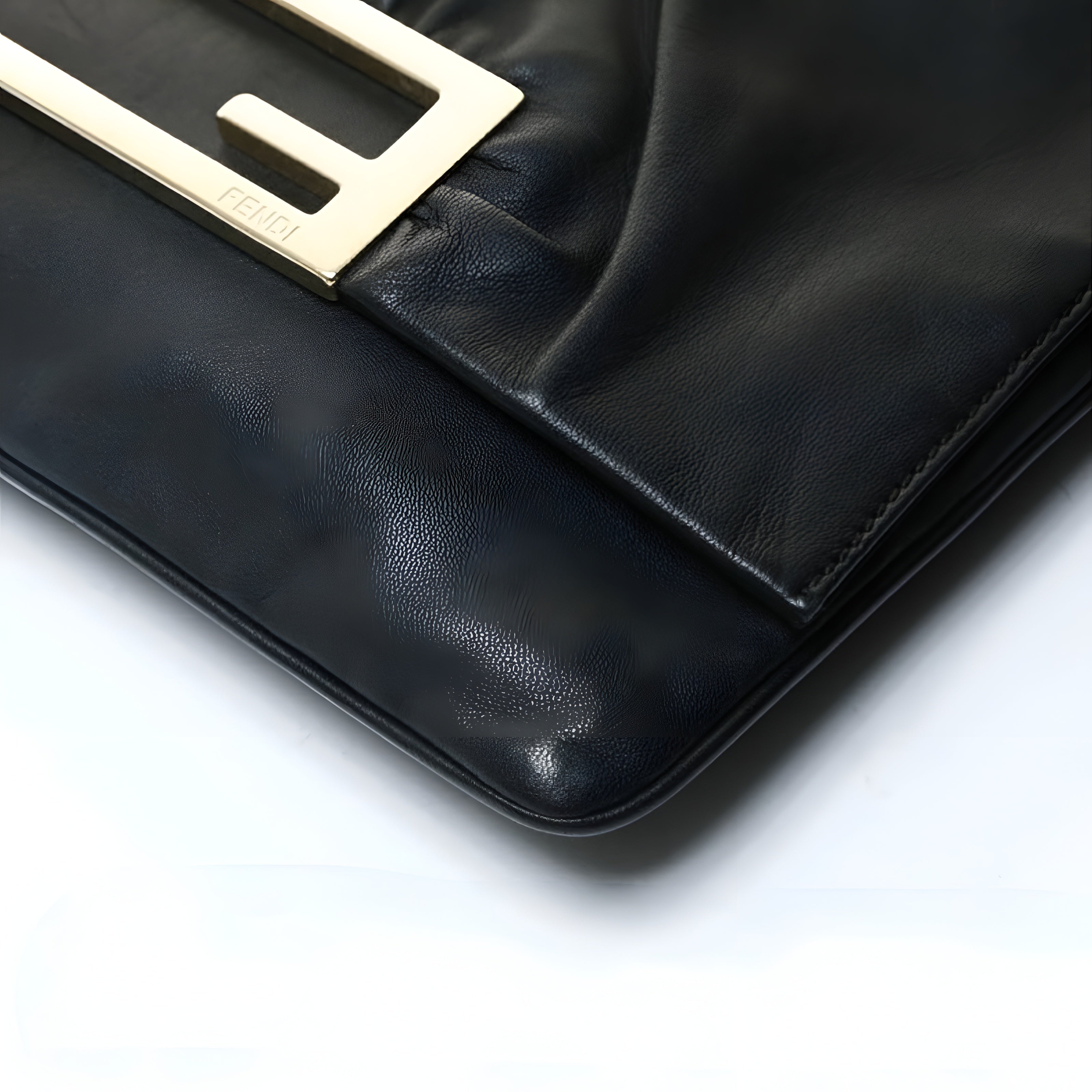 FENDI Bucket 2-Way Leather Clutch Shoulder Bag Authentic Previously Owned
