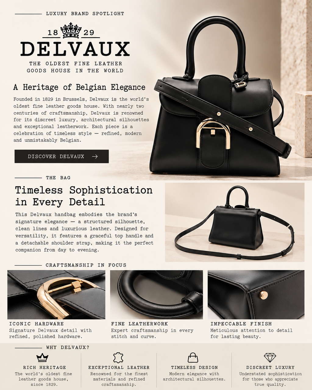 Delvaux Brillant Mini Black Leather Top Handle Bag with Gold Hardware – Authentic- Previously Owned