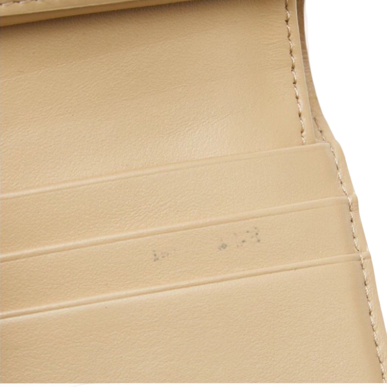 CELINE Triomphe Small Flap Wallet Beige Leather Previously Owned Authentic
