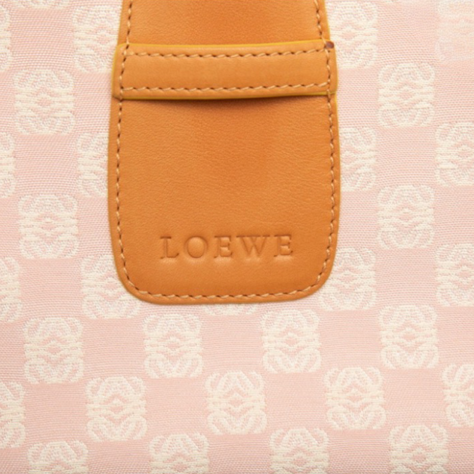 LOEWE Anagram Crossbody Shoulder Bag Pink Brown Leather Canvas Previously Owned Authentic