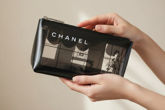 Chanel Windows Line Clear Pouch Black PVC Silver Hardware Pre-Owned Fair Condition | L’LUXE Authentic’s