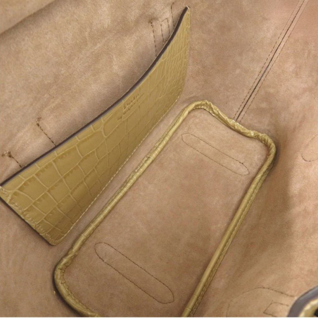 Polo Ralph Lauren Crocodile-Embossed Leather top handle | 2-Way Handbag | Authentic Previously Owned