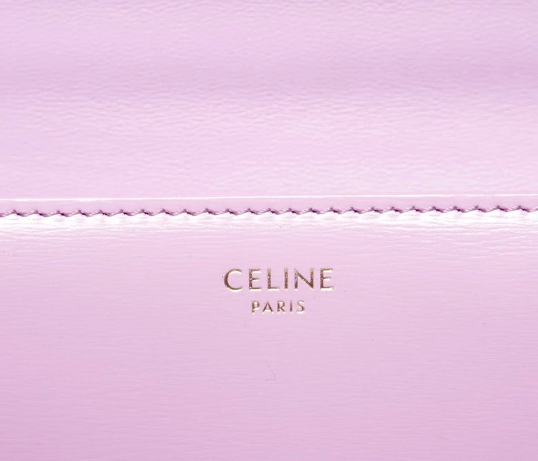CELINE Triomphe Chain Shoulder Bag Pink Shiny Calfskin | Authentic Previously Owned