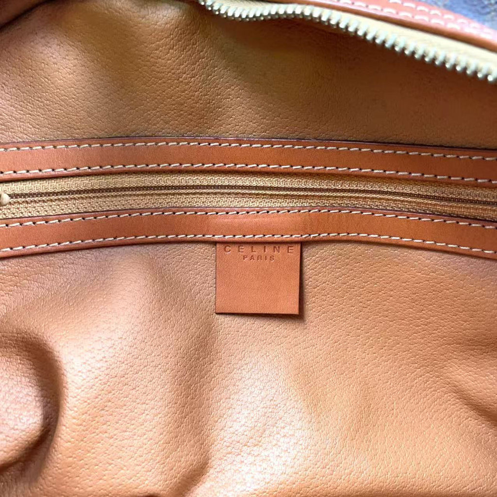 Celine Macadam Pattern Handbag Brown Beige PVC Leather Trim — Previously Owned Good Condition | L’LUXE Authentics