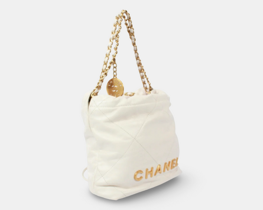 Chanel 22 Mini Shoulder Bag White Calfskin Gold – Good Condition | L’LUXE