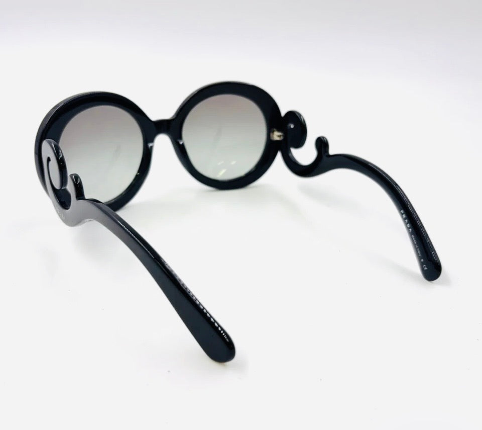 Prada Minimal Baroque Sunglasses Black Plastic Previously Owned Authentic