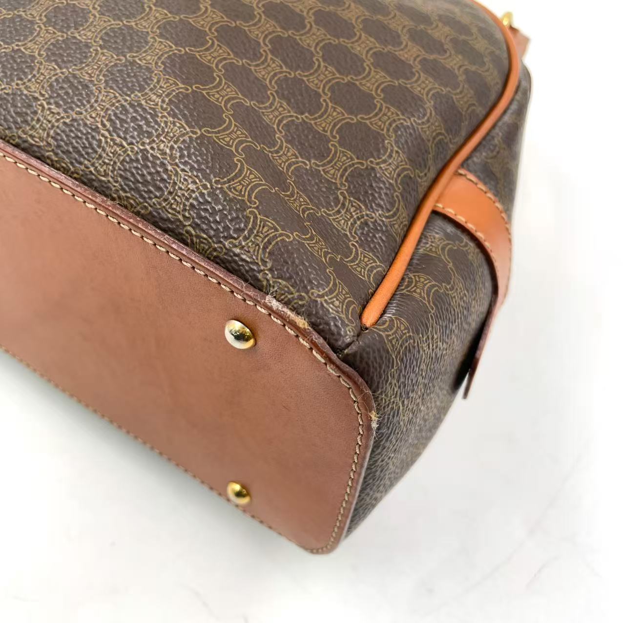 Celine Macadam Pattern Handbag Brown Beige PVC Leather Trim — Previously Owned Good Condition | L’LUXE Authentic’s