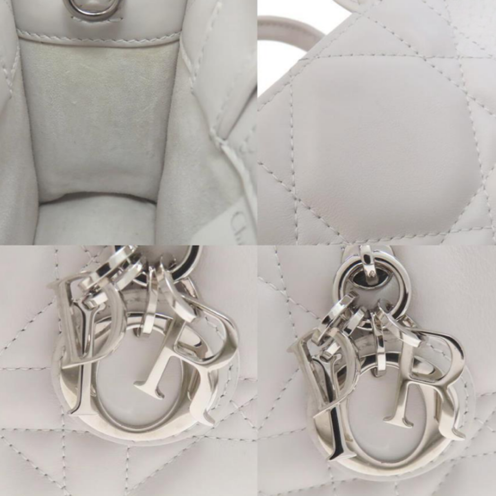 Dior Lady Dior Calf Leather White Gallery Previously Owned Authentic