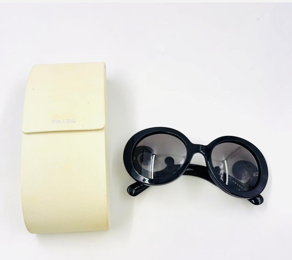 Prada Minimal Baroque Sunglasses Black Plastic Previously Owned Authentic