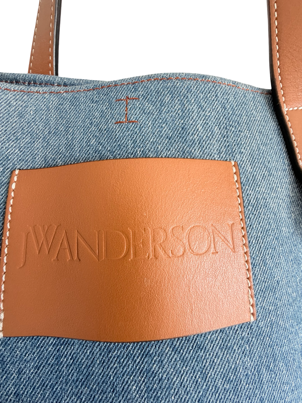 JW Anderson Belt Cabas Denim Tote Bag – Blue & Cognac Authentic Previously Owned
