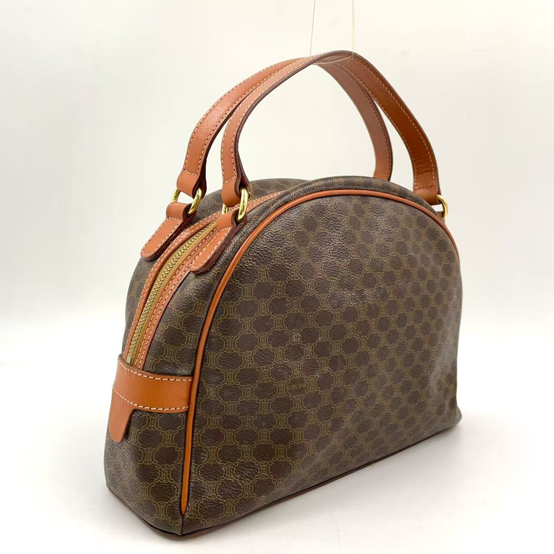 Celine Macadam Pattern Handbag Brown Beige PVC Leather Trim — Previously Owned Good Condition | L’LUXE Authentic’s