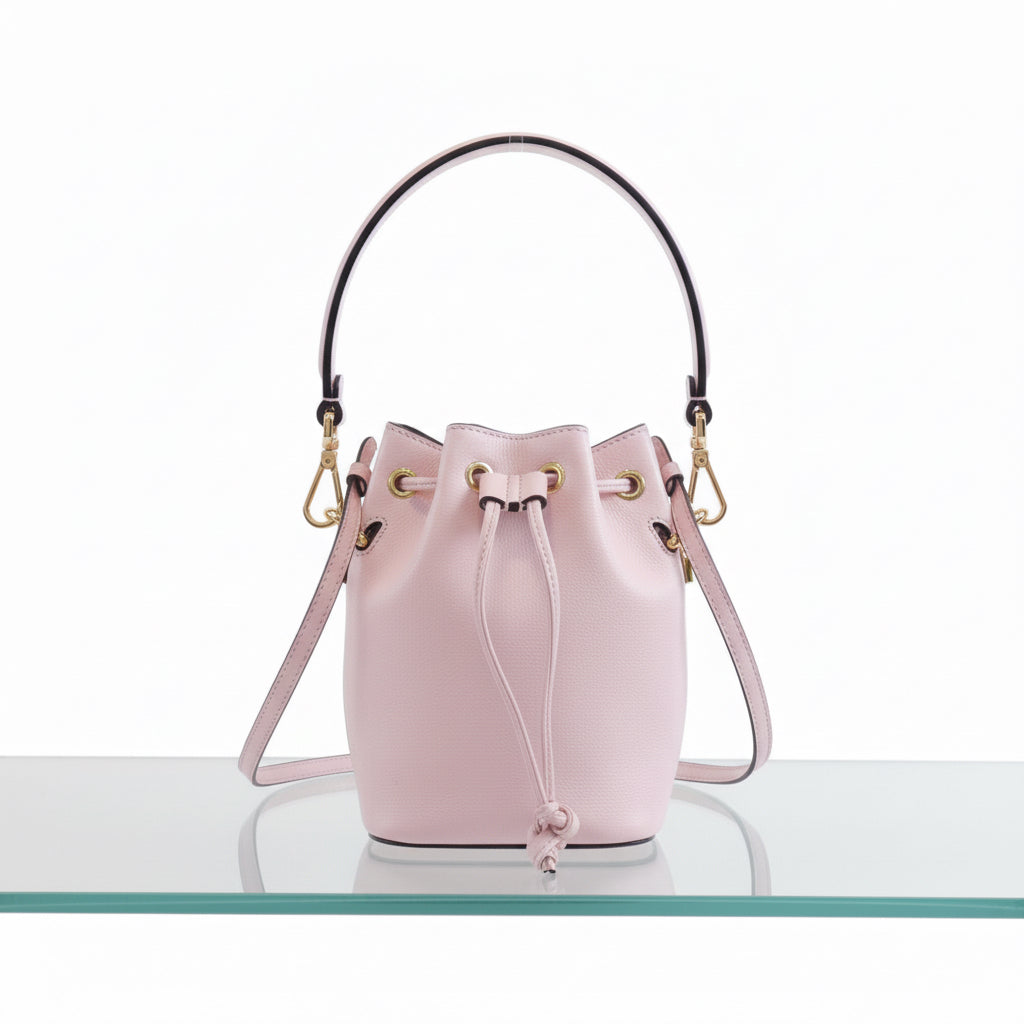 Fendi Mini Mon Tresor Calf Leather Bucket Bag Peonia Pink / Gold – Great Condition Pre-Owned | L’LUXE Authentic’s