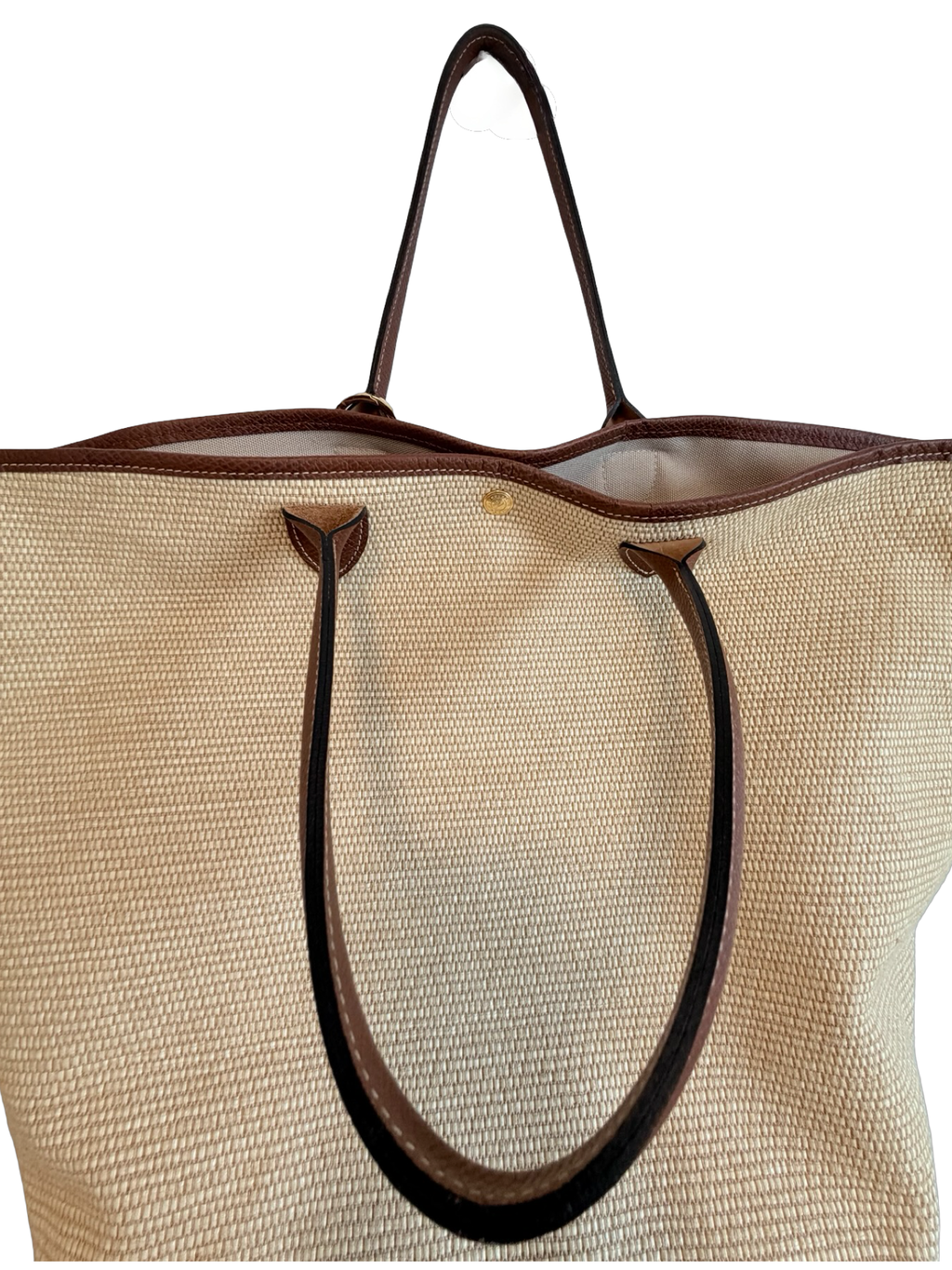 Longchamp Le Pliage Collection Large Basket Tote – Natural Authentic Previously Owned