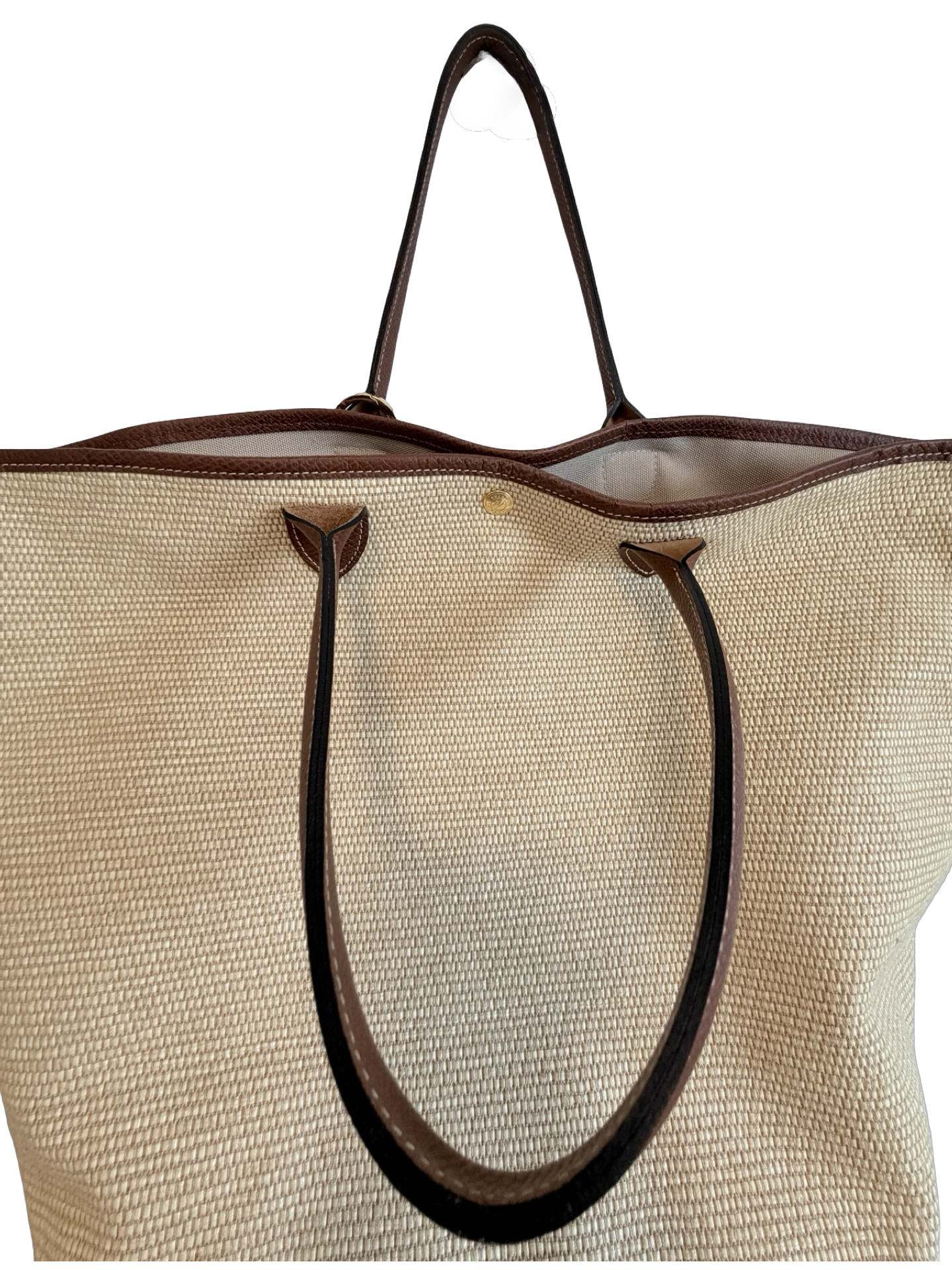 Longchamp Le Pliage Collection Large Basket Tote – Natural Authentic Previously Owned