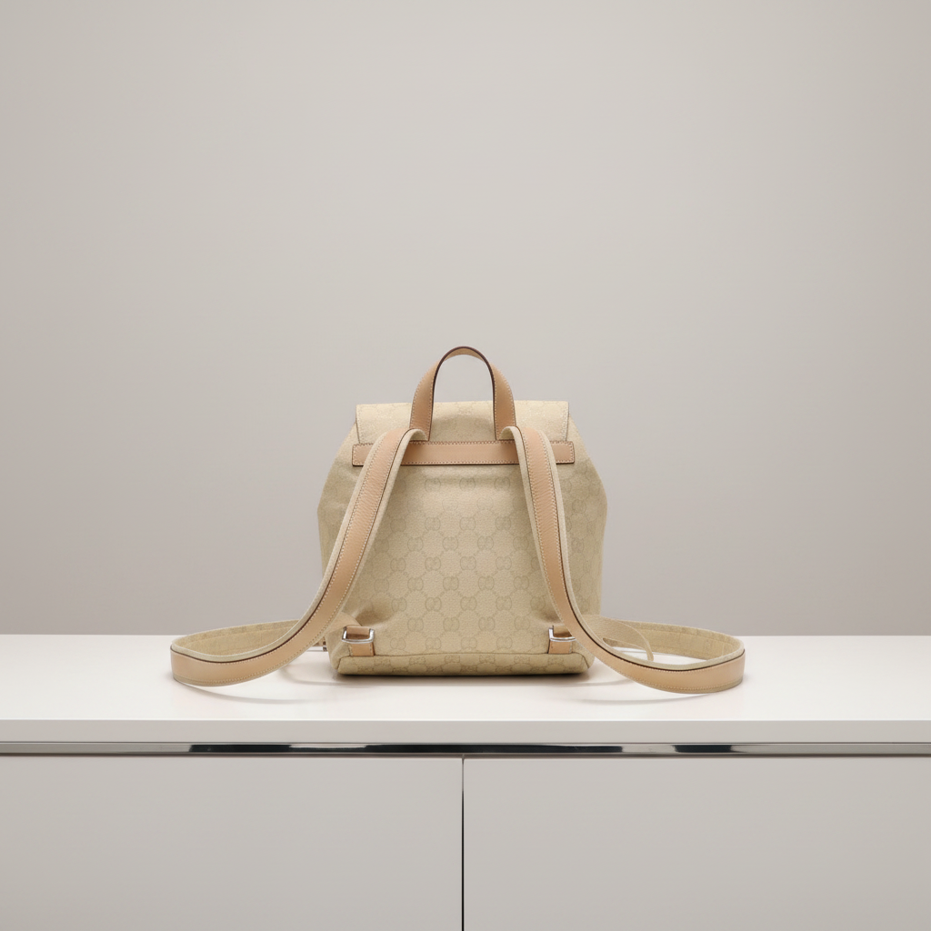GUCCI Monogram Mini Beige Backpack Daypack Previously Owned Authentic