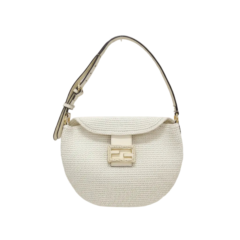 Fendi Croissant Small Canvas Shoulder Bag White – Pre-Owned Great Condition | L’LUXE Authentic’s