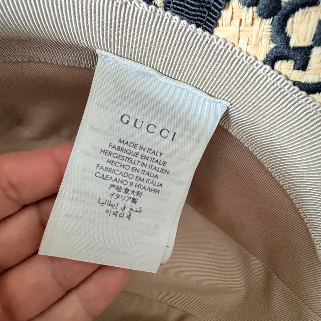 Gucci GG Straw Fedora Hat Like New Previously Owned Authentic