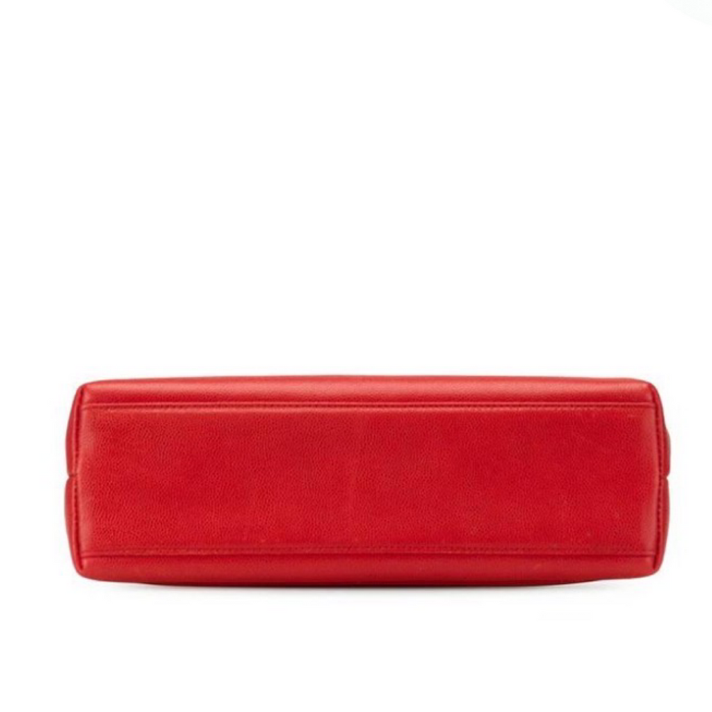CHANEL Red Caviar Leather Coco Mark Top handle bag in red caviar leather Previously owned Authentic