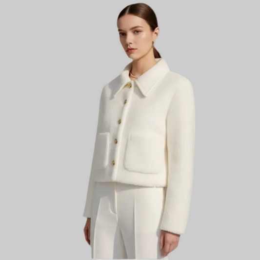 Off-White Textured Bolero Jacket – Long Sleeve Style| Curve | L’LUXE Luxury Edit