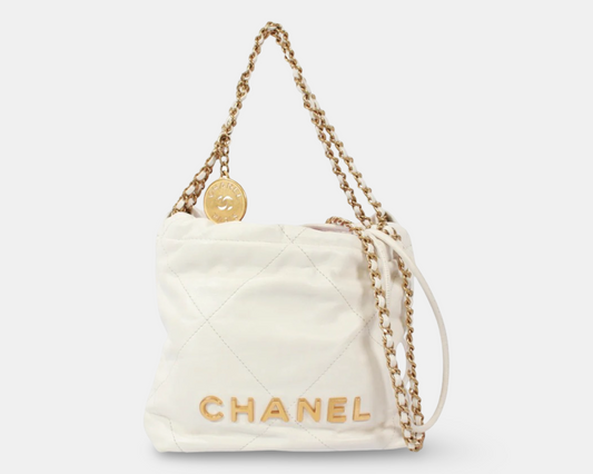 Chanel 22 Mini Shoulder Bag White Calfskin Gold – Good Condition | L’LUXE